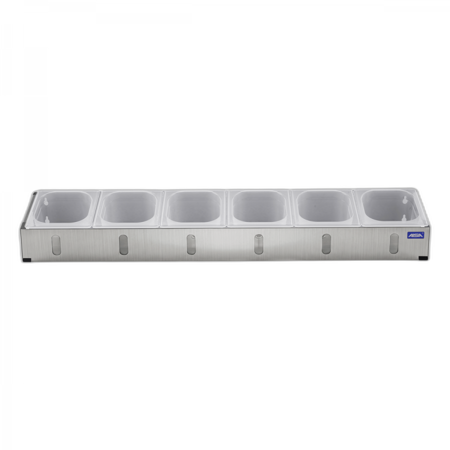 Condimentadora Pizzarola Inox 6 Cubas Acrílico Tampa Individual - Aisa